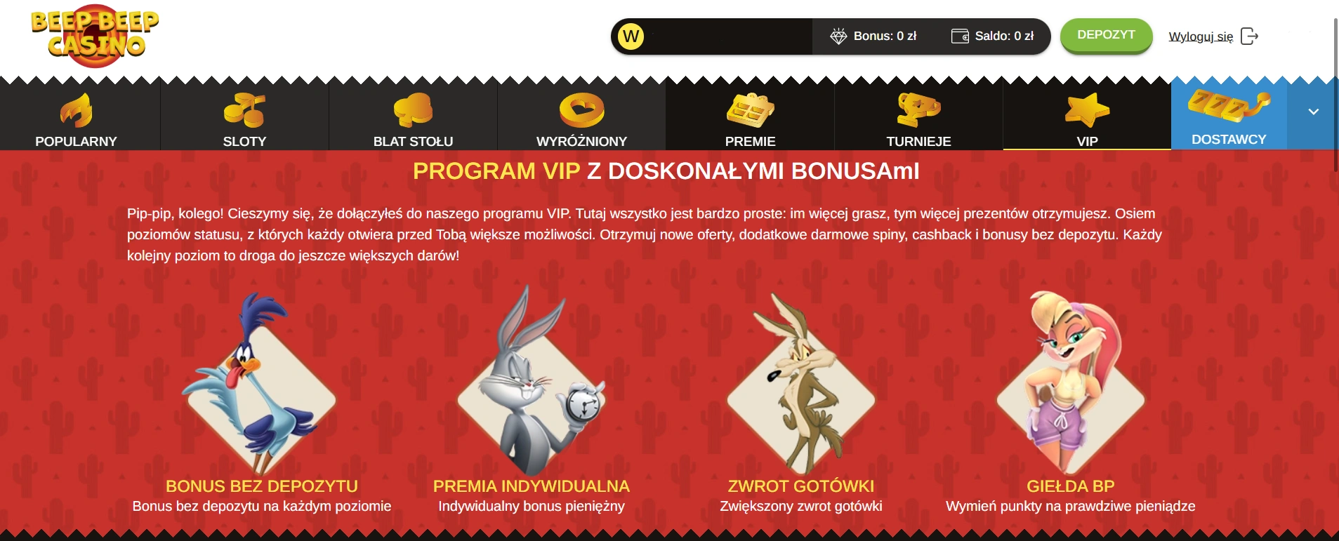 Rodzaje bonusów Beep Beep Casino